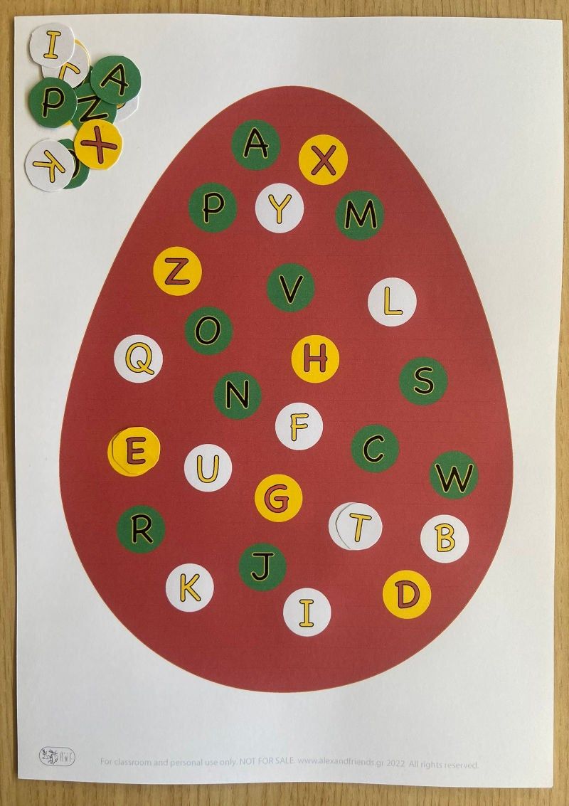 Easter eggs with english alphabet. Learning the english letters.