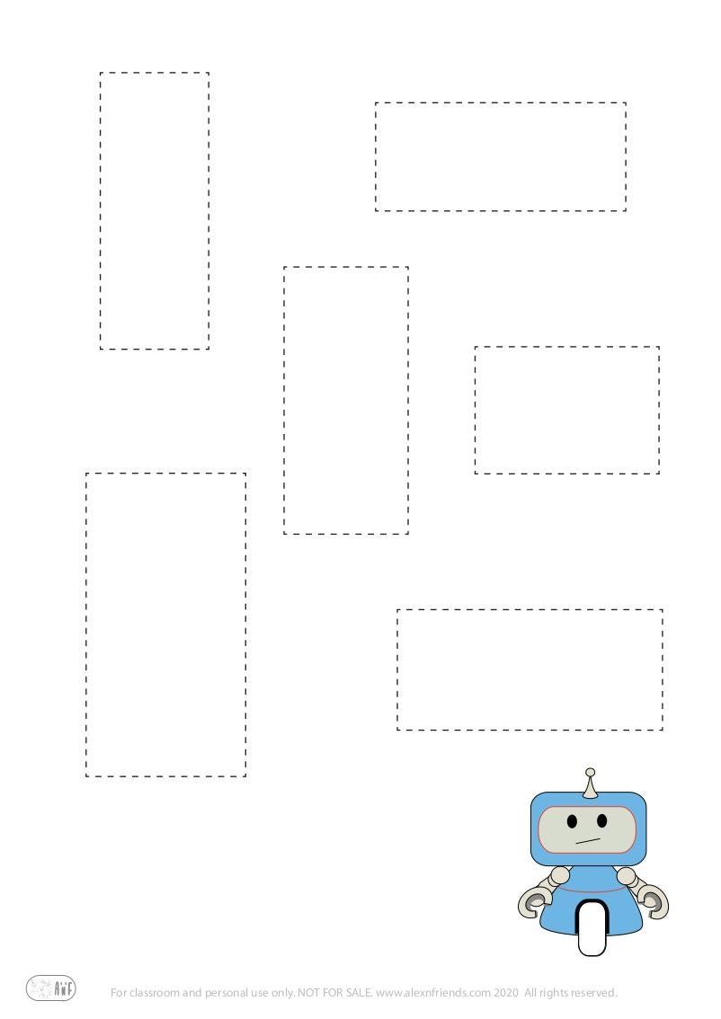 Learning shapes. Pre-writing worksheet for preschoolers. Trace rectangle. 