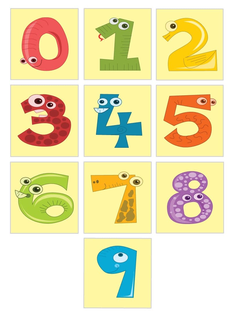 Number cards 0 to 9