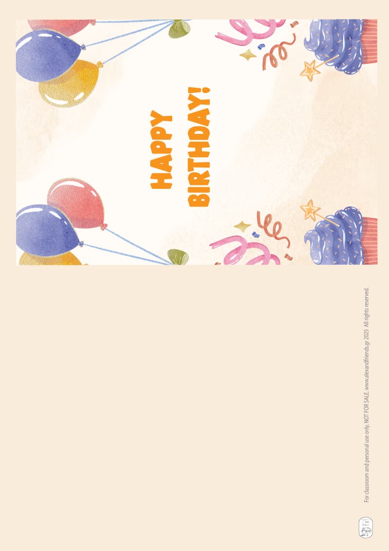 Birthday card - Cup cakes, Balloons