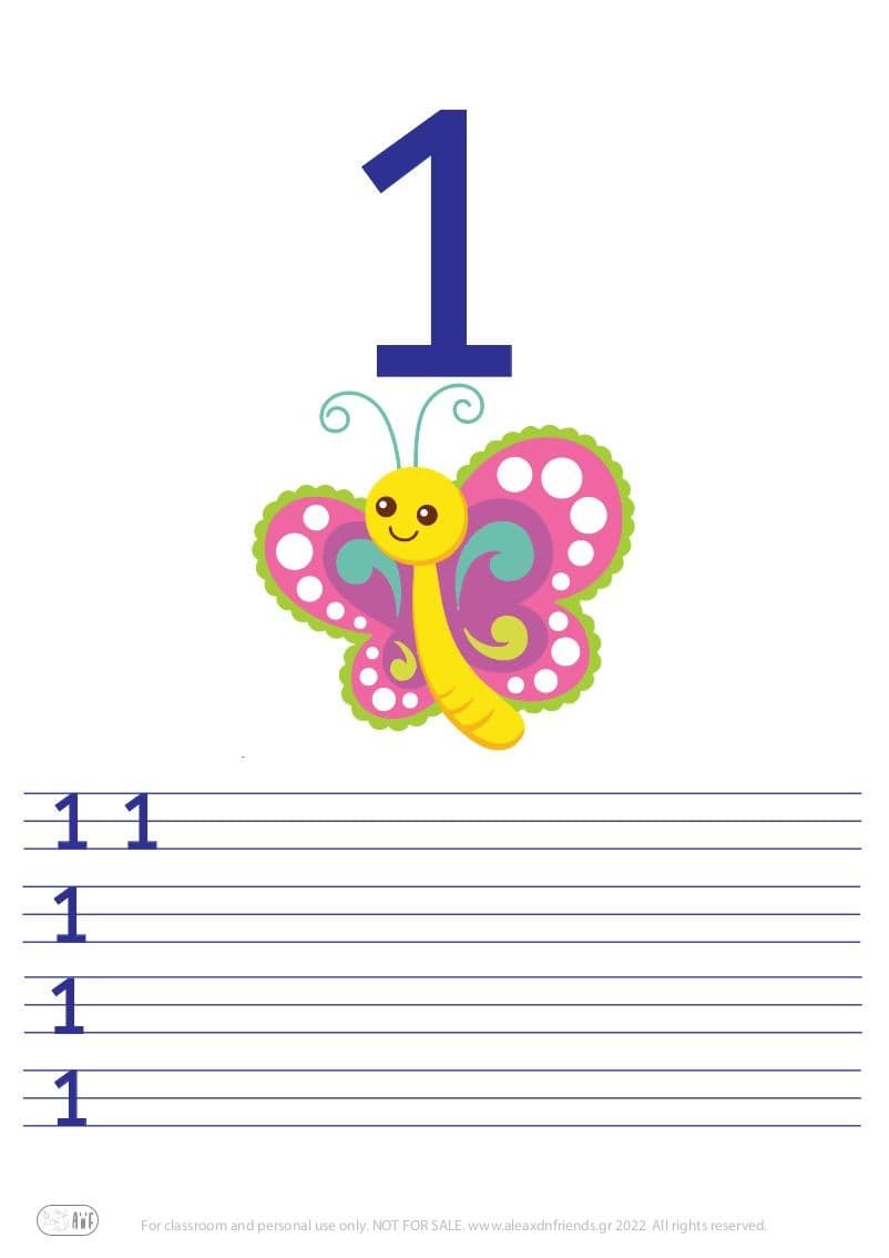 Νumber tracing worksheets 1-10
