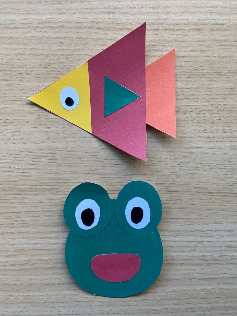 Fish and Frog craft for preschoolers with free printable material.