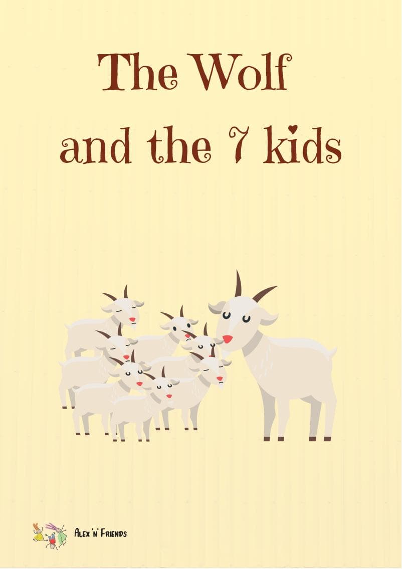Free printable pdf of the classic fairy tale in english with pictures. The Wolf and the 7 kids.