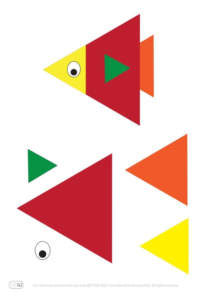 Fish craft for preschoolers with free printable material.