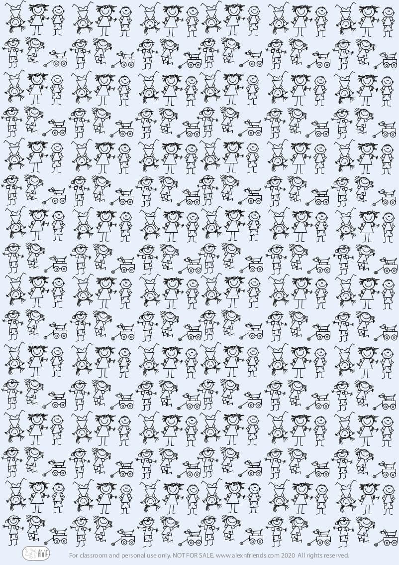 Free printable wrapping paper with happy kid with blue background.