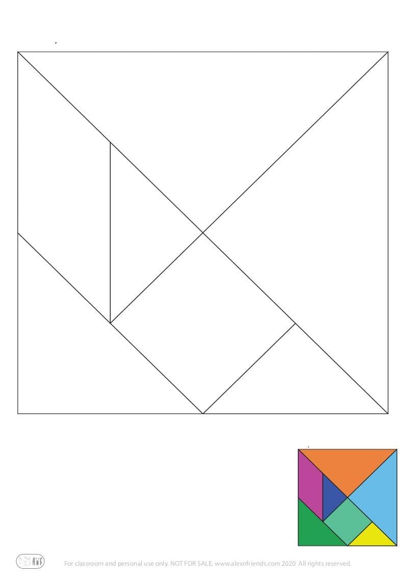 Tangram coloring page.