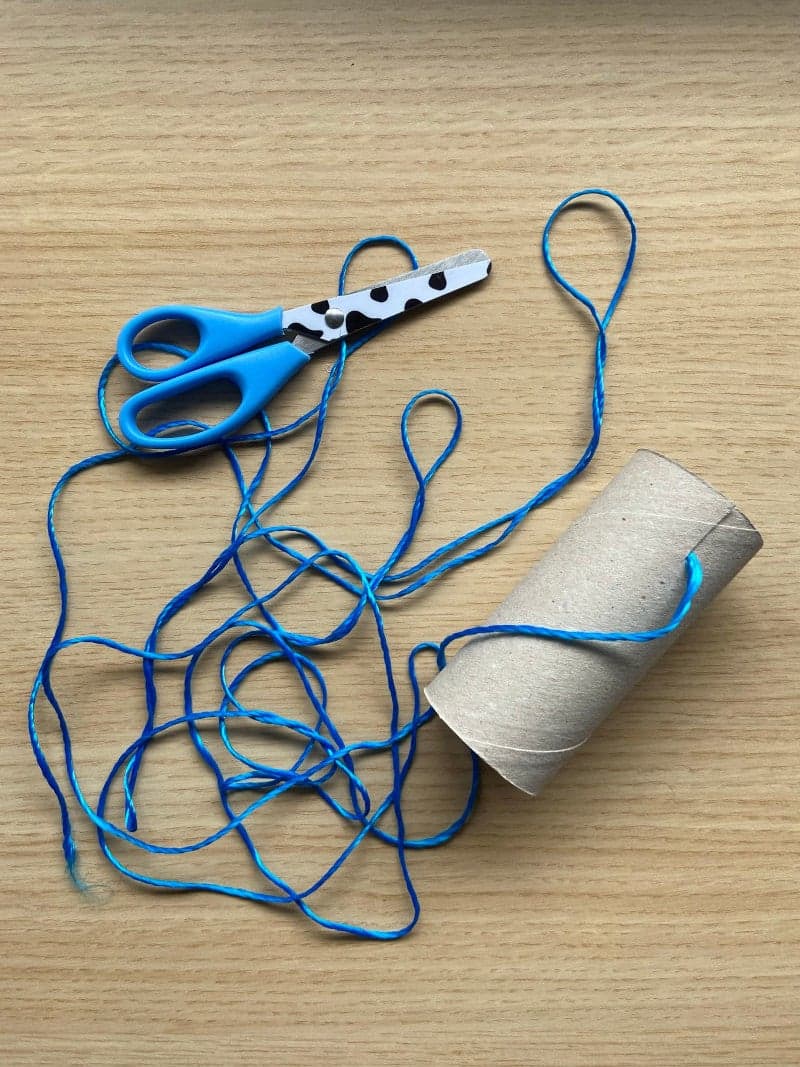 Educational play for toddlers for preschool. Cars. Toilet paper roll. Rope. Scissors.