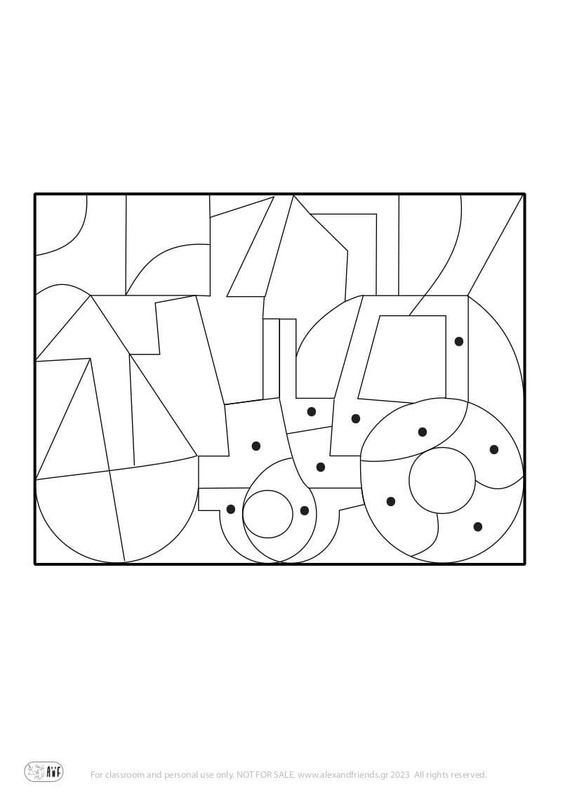 Hidden picture coloring pages for toddlers preschool. Free printable. Truck.