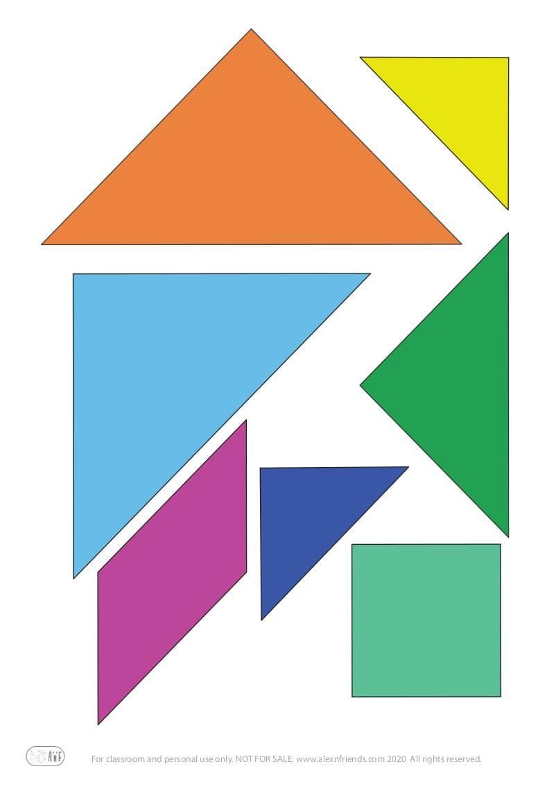 Tangram game for preschoolers with free printable material.