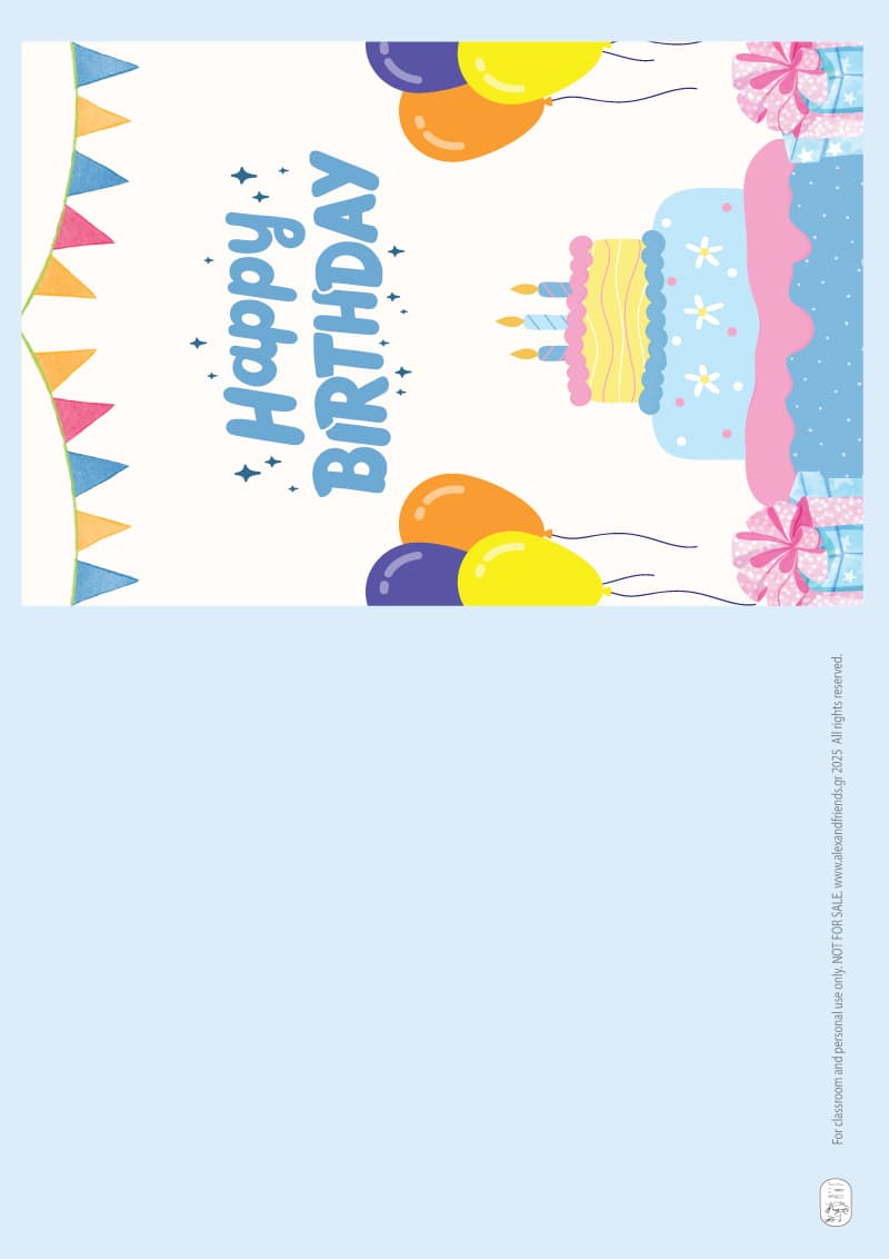 Birthday card - Balloons, Birthday cake