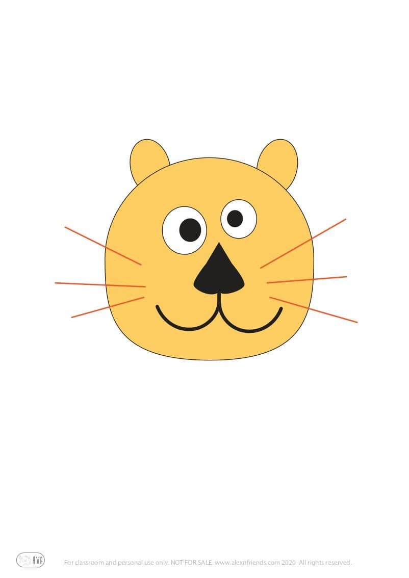 Spaghetti Lion craft for preschoolers with free printable material. Lion head.