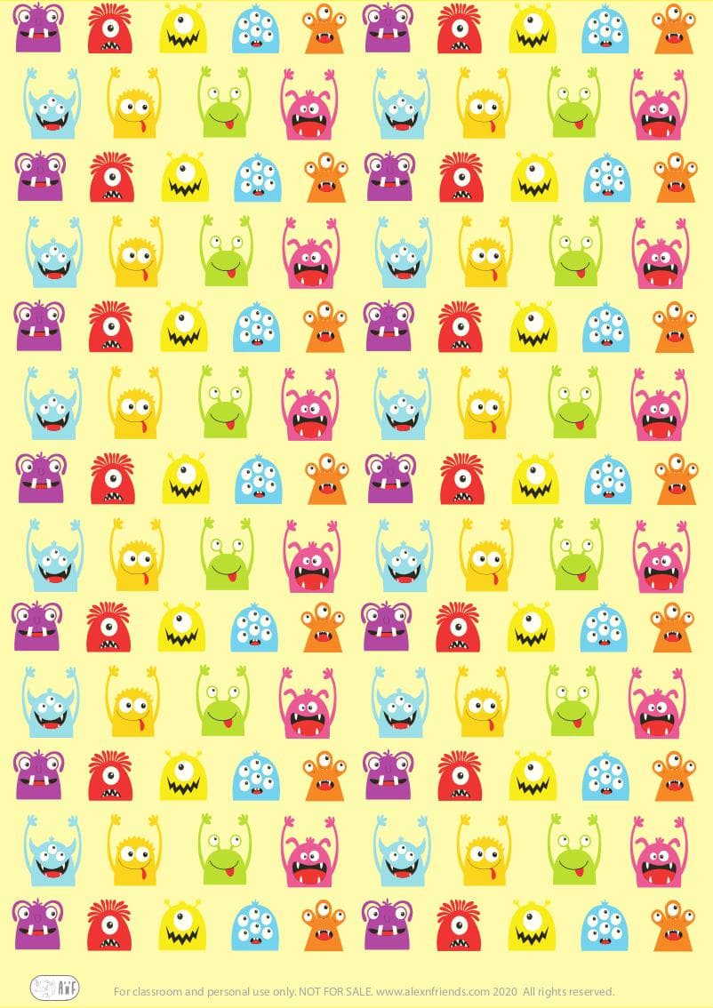 Free printable wrapping paper for kids with little monsters.
