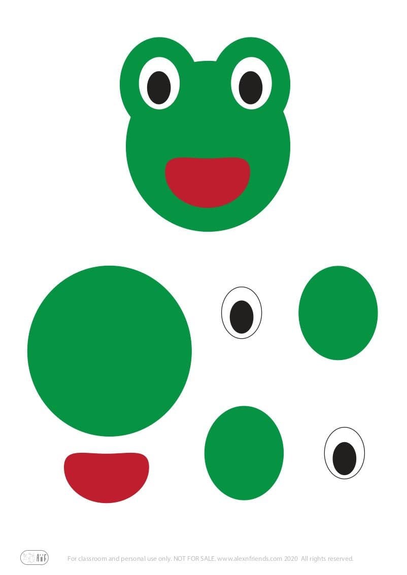Frog craft for preschoolers with free printable material.
