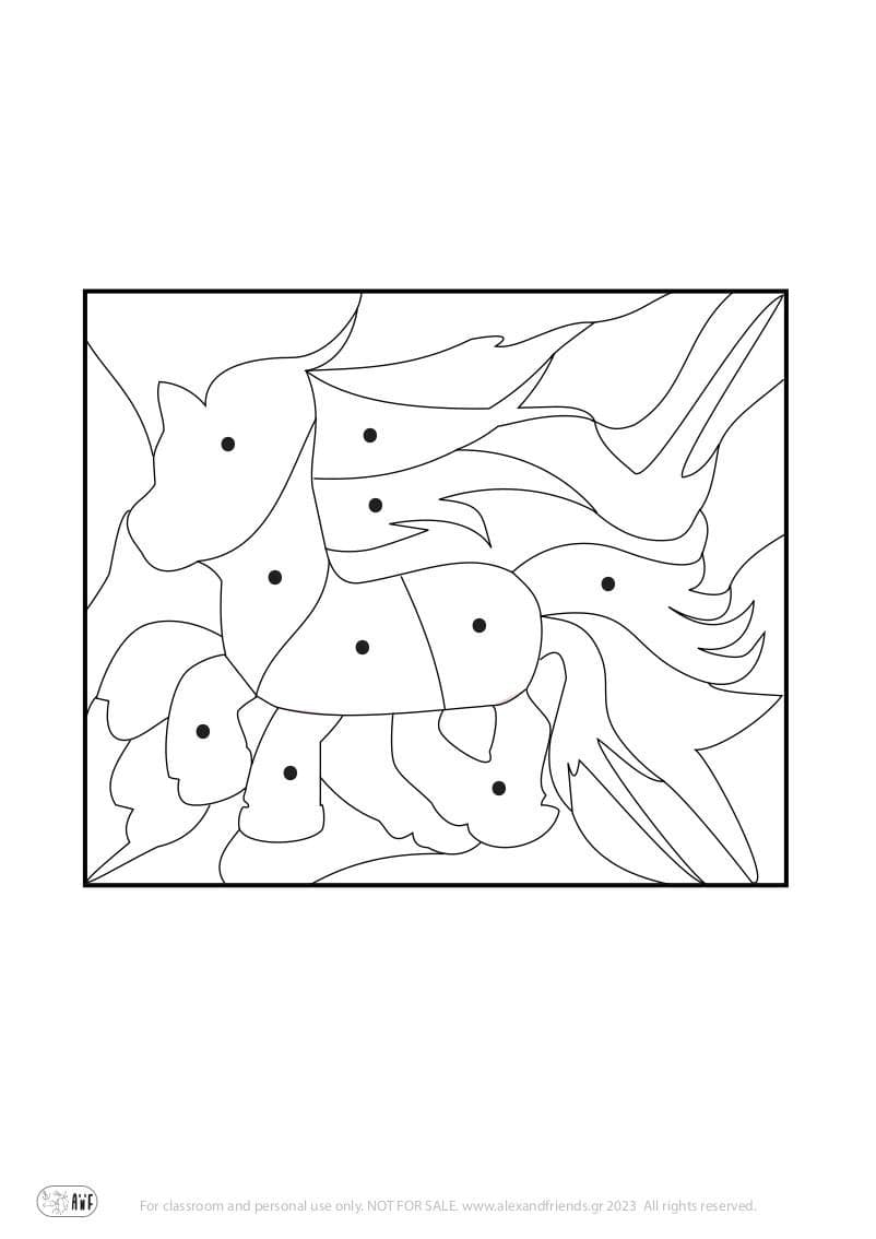 Hidden picture coloring pages for toddlers preschool. Free printable. Horse.